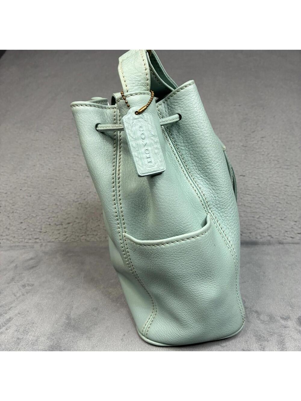 Vintage Coach Sonoma Drawstring Bucket Bag 4926 Mint Green Leather USA - Picture 11 of 15